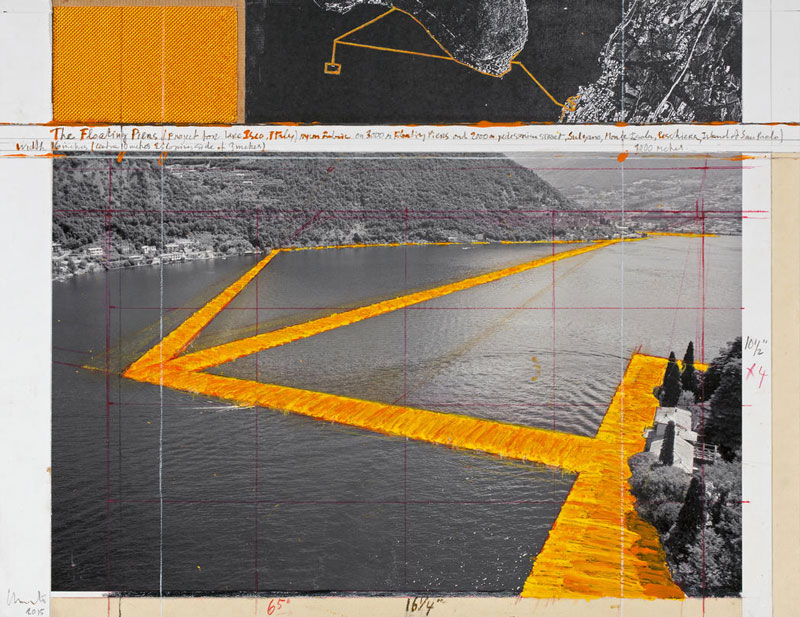 christo schwimmende stege zeichnung